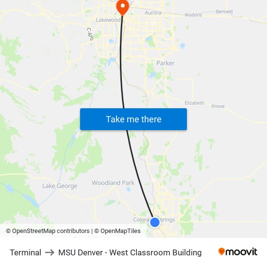 Terminal to MSU Denver - West Classroom Building map