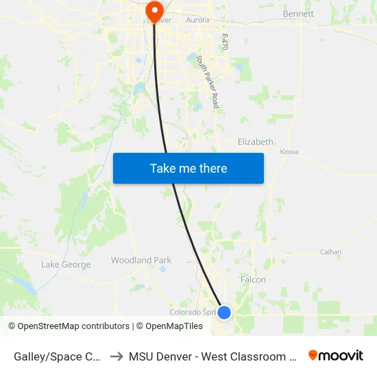 Galley/Space Center to MSU Denver - West Classroom Building map