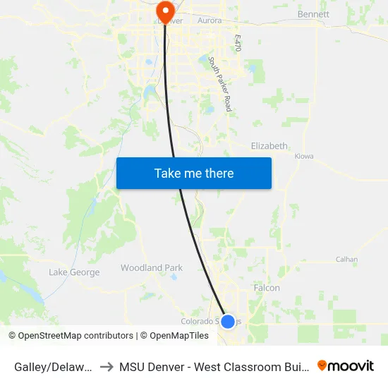 Galley/Delaware to MSU Denver - West Classroom Building map
