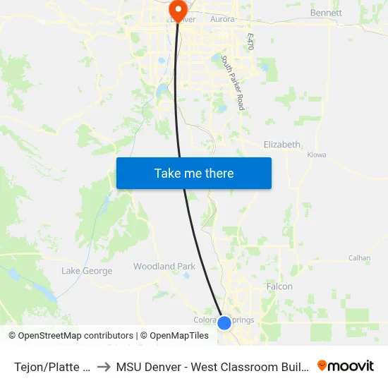 Tejon/Platte FS to MSU Denver - West Classroom Building map