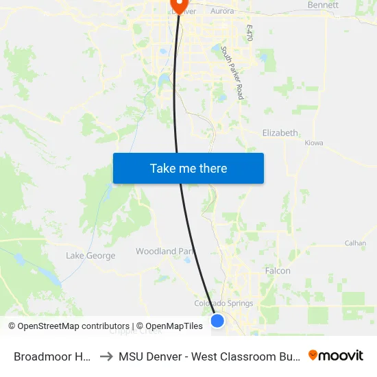 Broadmoor Hotel to MSU Denver - West Classroom Building map