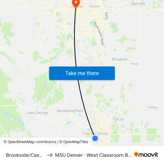 Brookside/Cascade to MSU Denver - West Classroom Building map