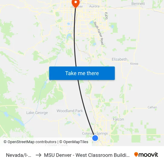 Nevada/I-25 to MSU Denver - West Classroom Building map