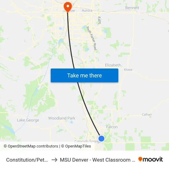 Constitution/Peterson to MSU Denver - West Classroom Building map