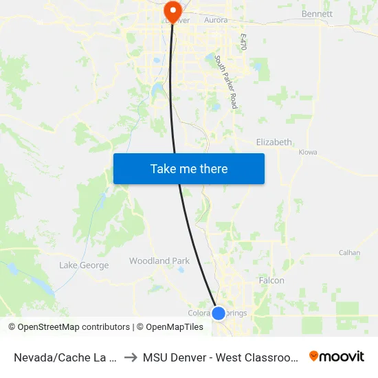 Nevada/Cache La Poudre to MSU Denver - West Classroom Building map