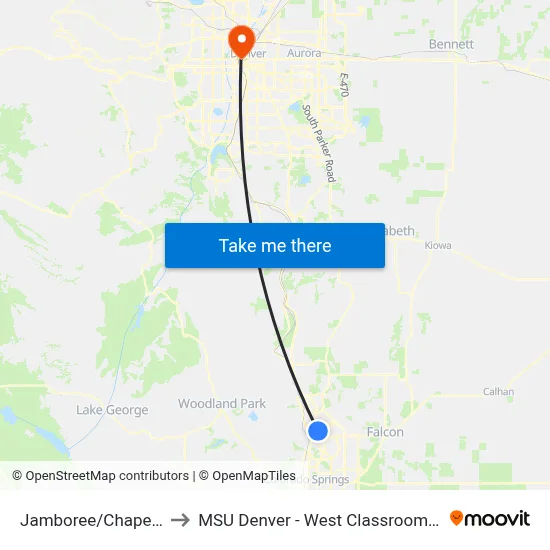 Jamboree/Chapel Hills to MSU Denver - West Classroom Building map