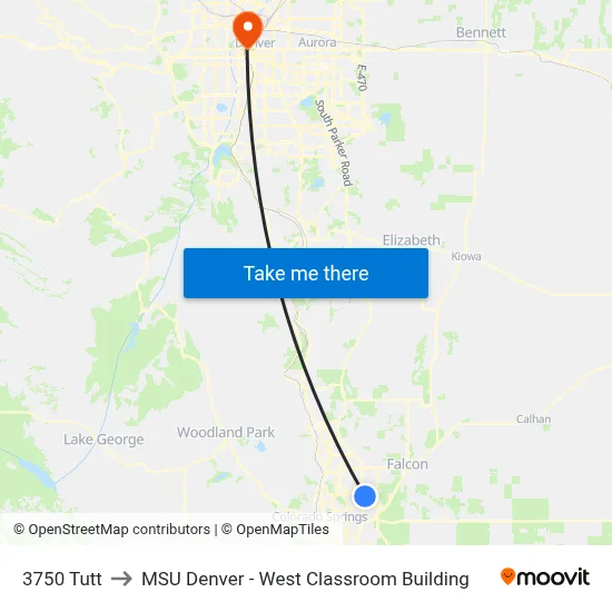 3750 Tutt to MSU Denver - West Classroom Building map