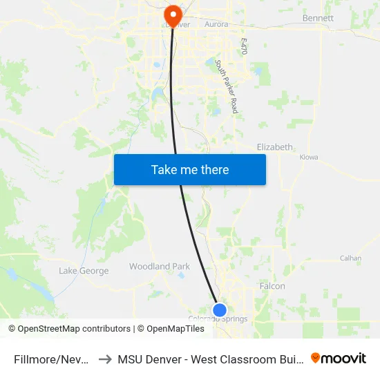 Fillmore/Nevada to MSU Denver - West Classroom Building map