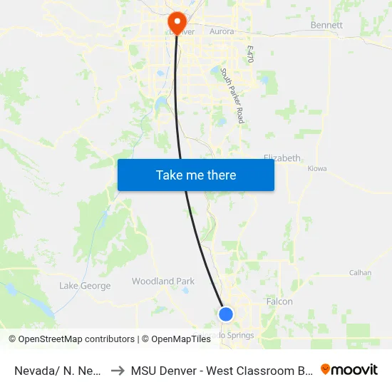 Nevada/ N. Nevada to MSU Denver - West Classroom Building map