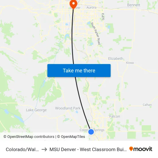 Colorado/Walnut to MSU Denver - West Classroom Building map