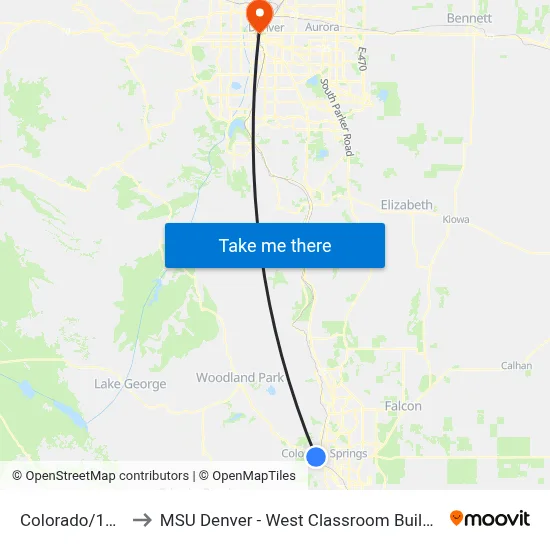 Colorado/15th to MSU Denver - West Classroom Building map