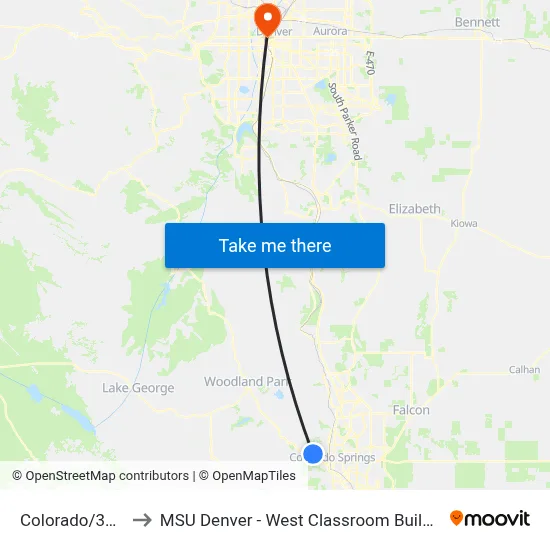 Colorado/34th to MSU Denver - West Classroom Building map