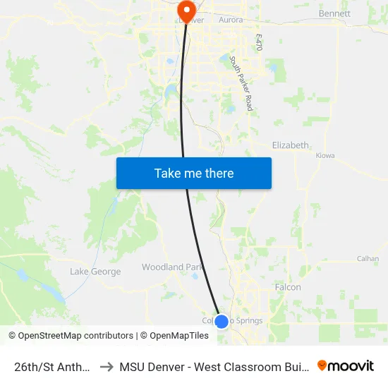 26th/St Anthony to MSU Denver - West Classroom Building map