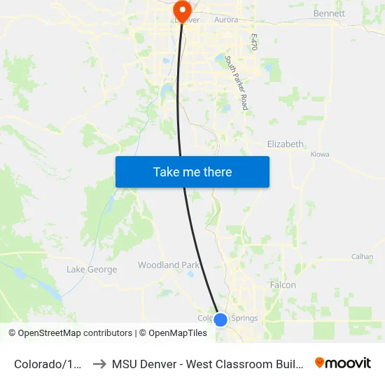 Colorado/19th to MSU Denver - West Classroom Building map
