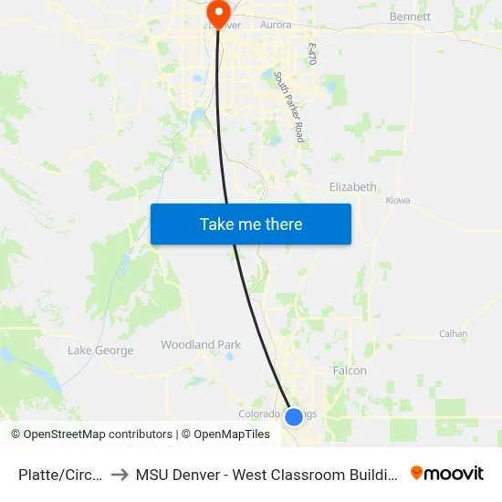 Platte/Circle to MSU Denver - West Classroom Building map
