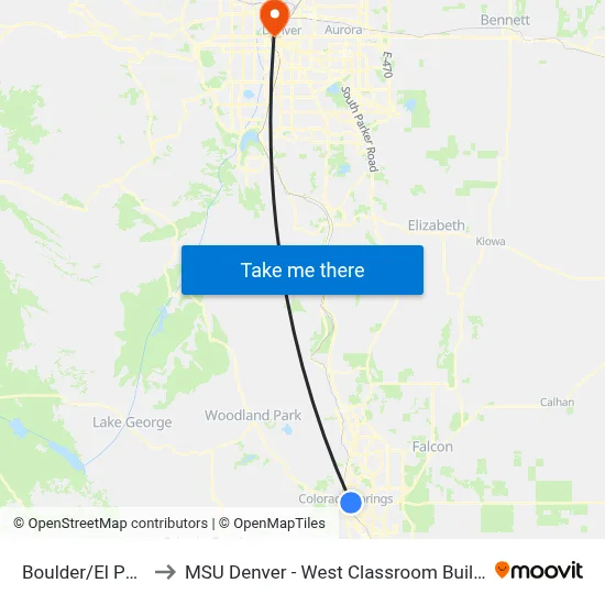 Boulder/El Paso to MSU Denver - West Classroom Building map