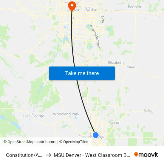 Constitution/Afton to MSU Denver - West Classroom Building map