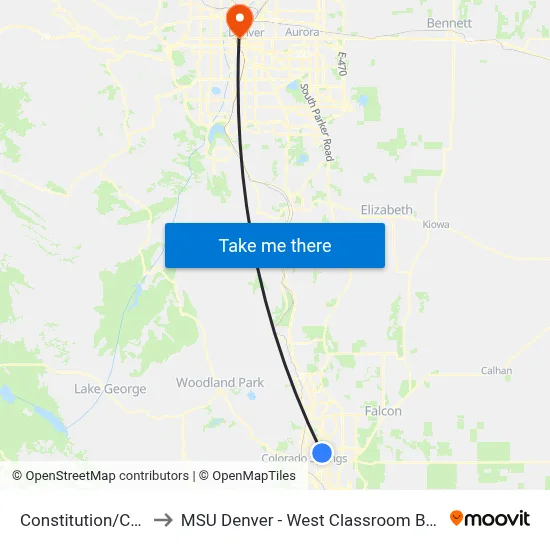 Constitution/Circle to MSU Denver - West Classroom Building map