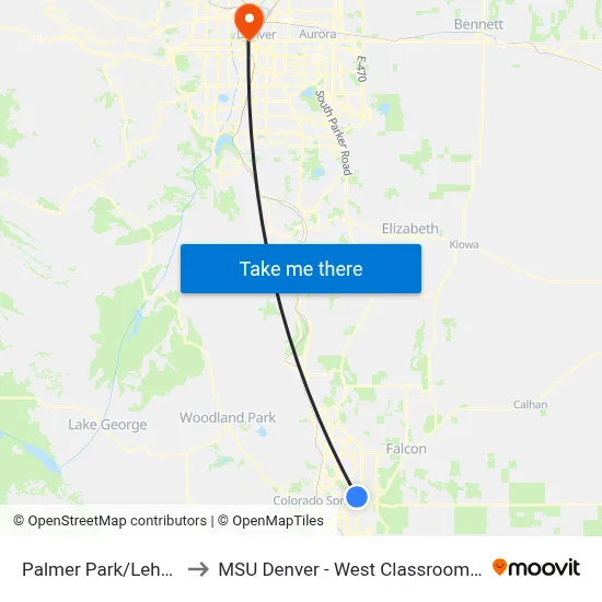 Palmer Park/Lehmberg to MSU Denver - West Classroom Building map
