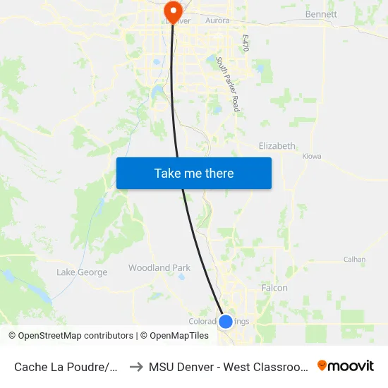 Cache La Poudre/Farragut to MSU Denver - West Classroom Building map