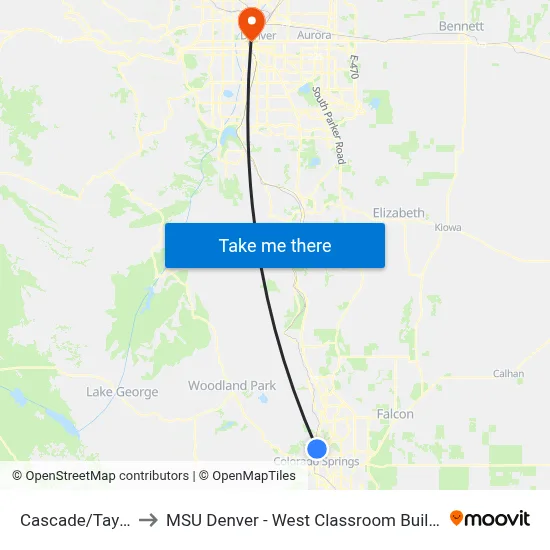 Cascade/Taylor to MSU Denver - West Classroom Building map