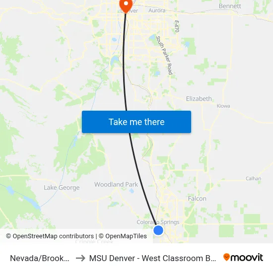 Nevada/Brookside to MSU Denver - West Classroom Building map
