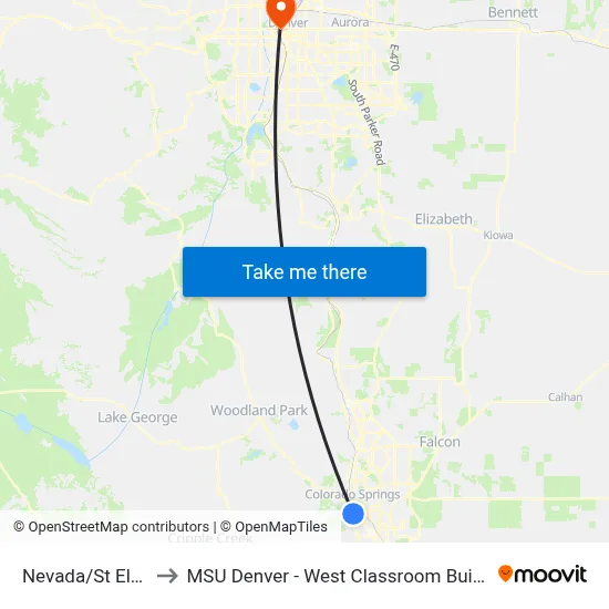 Nevada/St Elmo to MSU Denver - West Classroom Building map