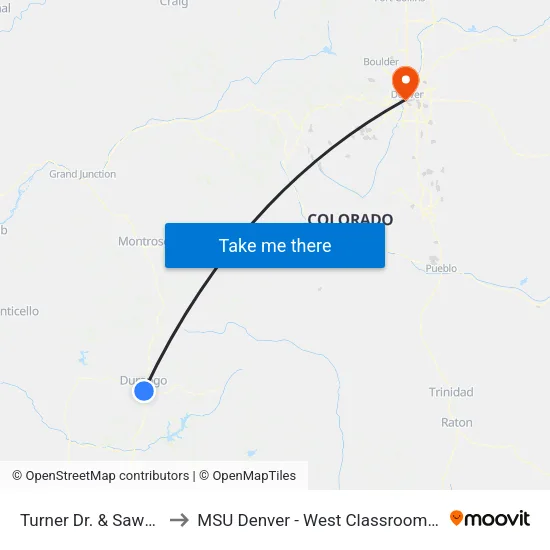 Turner Dr. & Sawyer Dr. to MSU Denver - West Classroom Building map