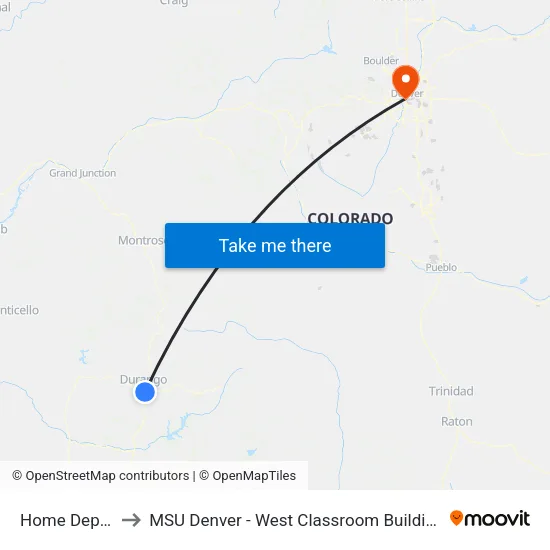 Home Depot to MSU Denver - West Classroom Building map