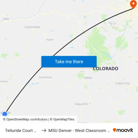 Telluride Court House to MSU Denver - West Classroom Building map