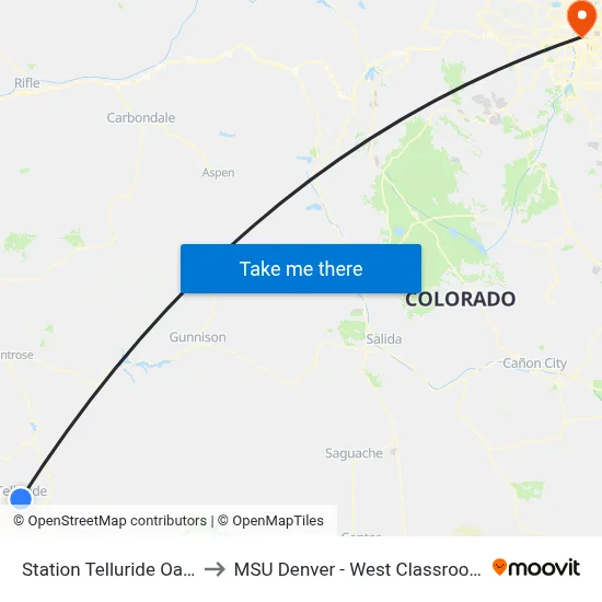 Station Telluride Oak Street to MSU Denver - West Classroom Building map