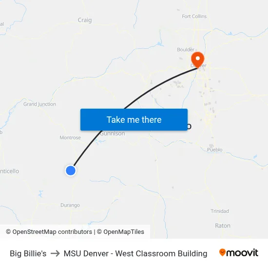 Big Billie's to MSU Denver - West Classroom Building map