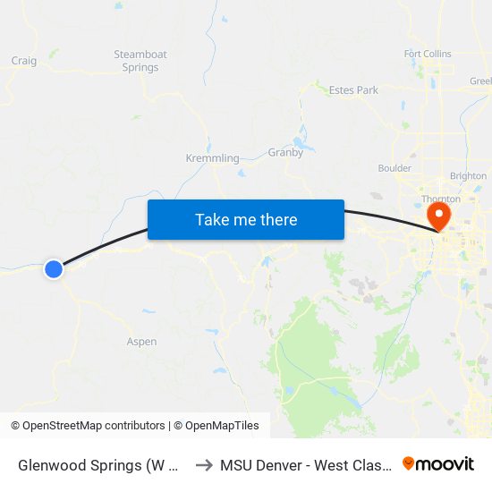 Glenwood Springs (W Glenwood Mall) to MSU Denver - West Classroom Building map