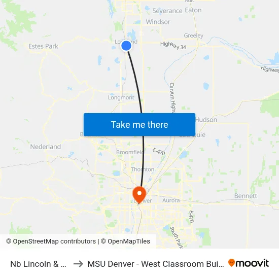 Nb Lincoln & 2nd to MSU Denver - West Classroom Building map