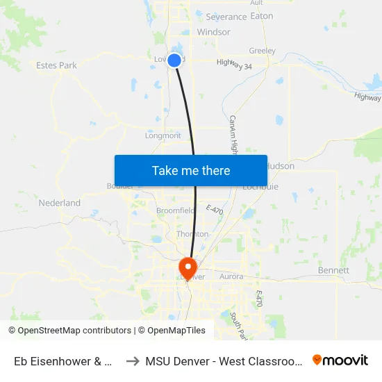 Eb Eisenhower & Madison to MSU Denver - West Classroom Building map