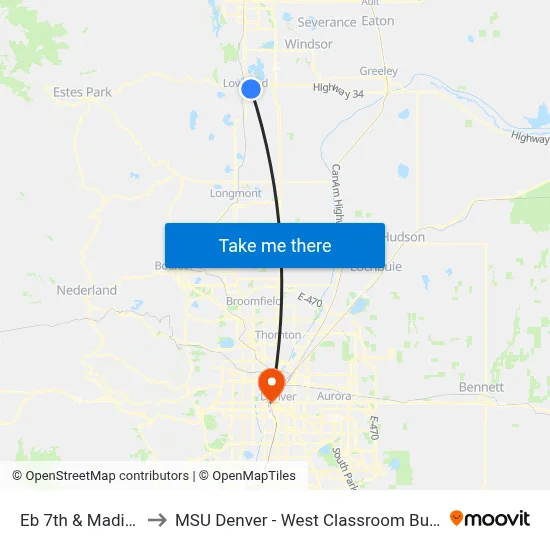 Eb 7th & Madison to MSU Denver - West Classroom Building map