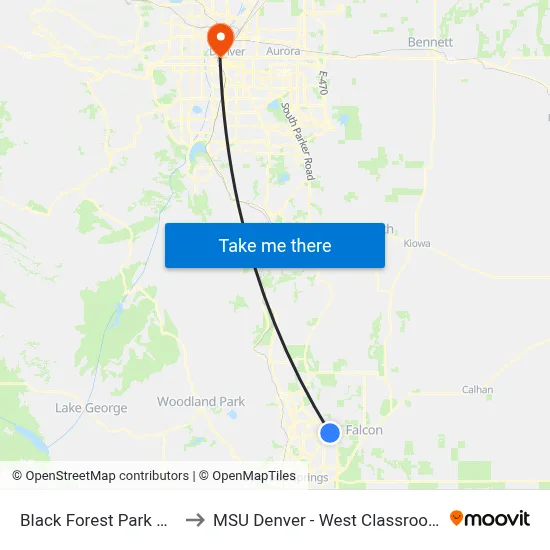 Black Forest Park And Ride to MSU Denver - West Classroom Building map