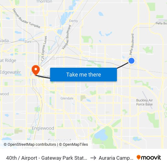40th  / Airport - Gateway Park Station to Auraria Campus map