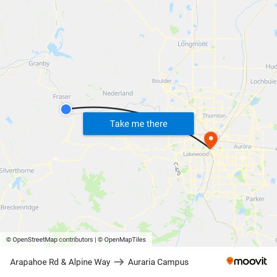 Arapahoe Rd & Alpine Way to Auraria Campus map