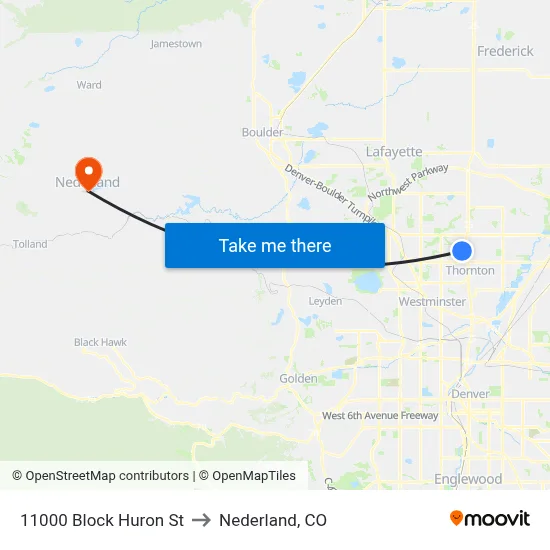 11000 Block Huron St to Nederland, CO map