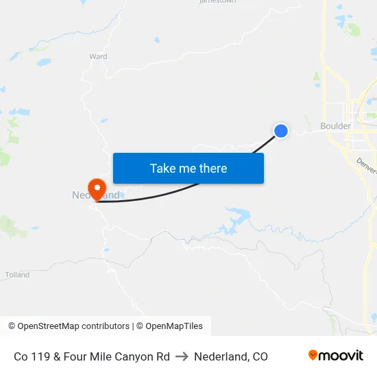 Co 119 & Four Mile Canyon Rd to Nederland, CO map