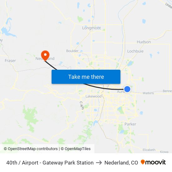 40th  / Airport - Gateway Park Station to Nederland, CO map