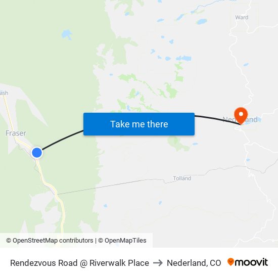 Rendezvous Road @ Riverwalk Place to Nederland, CO map