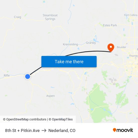 8th St + Pitkin Ave to Nederland, CO map