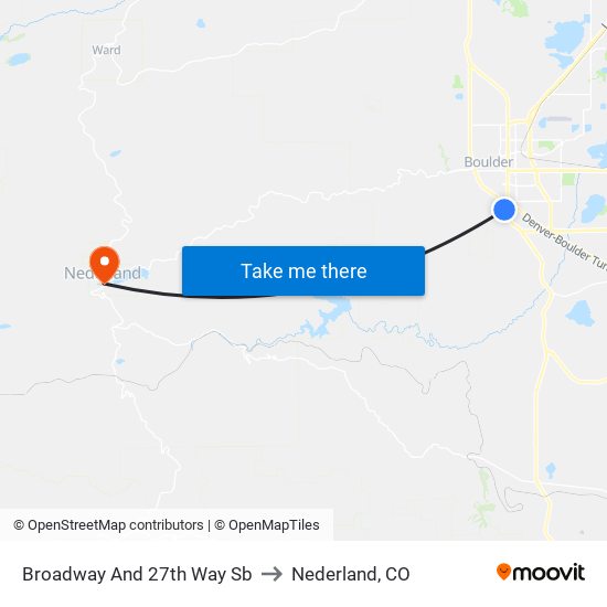 Broadway And 27th Way Sb to Nederland, CO map
