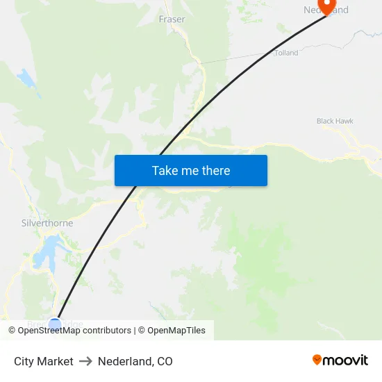 City Market to Nederland, CO map