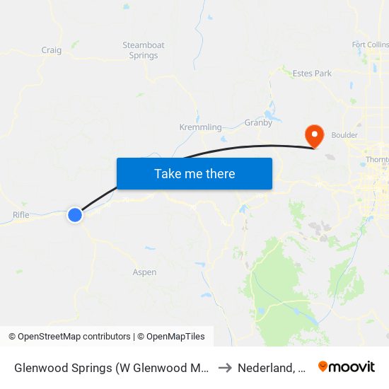 Glenwood Springs (W Glenwood Mall) to Nederland, CO map