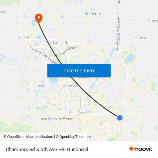 Chambers Rd & 6th Ave to Gunbarrel map