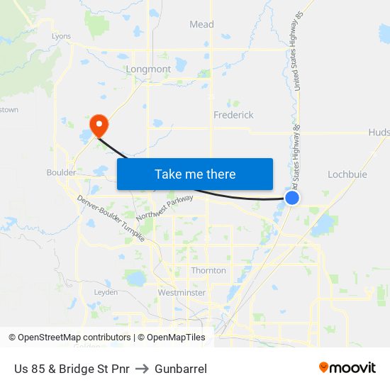 Us 85 & Bridge St Pnr to Gunbarrel map