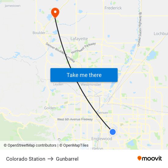 Colorado Station to Gunbarrel map